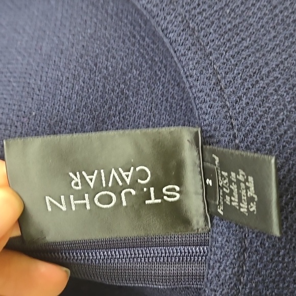 St. John Caviar Blue Sheath Midi Dress Size 2 - Picture 3 of 5